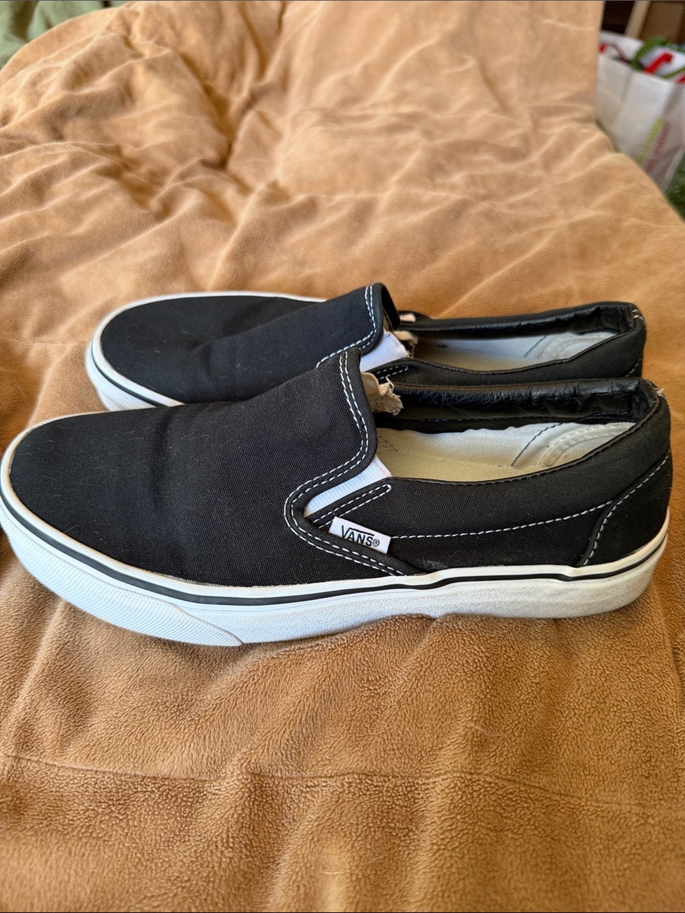 Vans Black & White Slip-On Canvas Sneakers